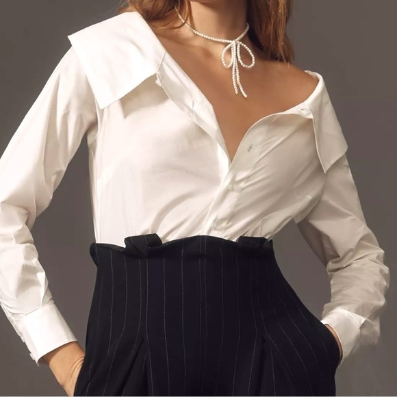 Anthropologie Maeve Corseted Wide Leg Long Sleeve Off the Shoulder Jumpsuit NEW - Picture 4 of 6